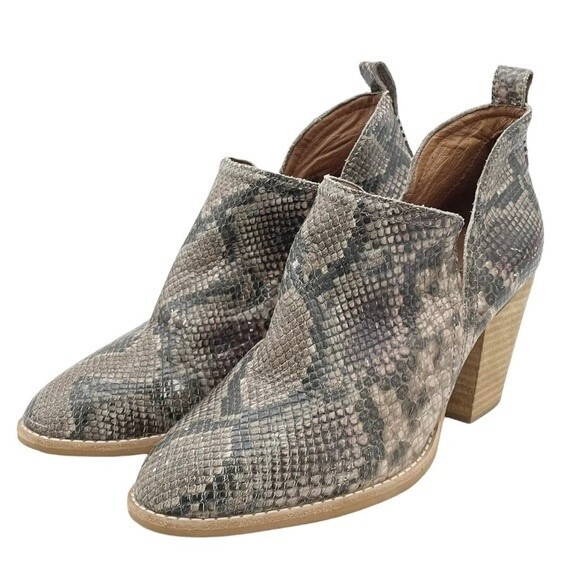 Jeffrey Campbell Rosalee Taupe Gray Snake Print Leather Western Bootie Size 8.5 - Picture 5 of 16
